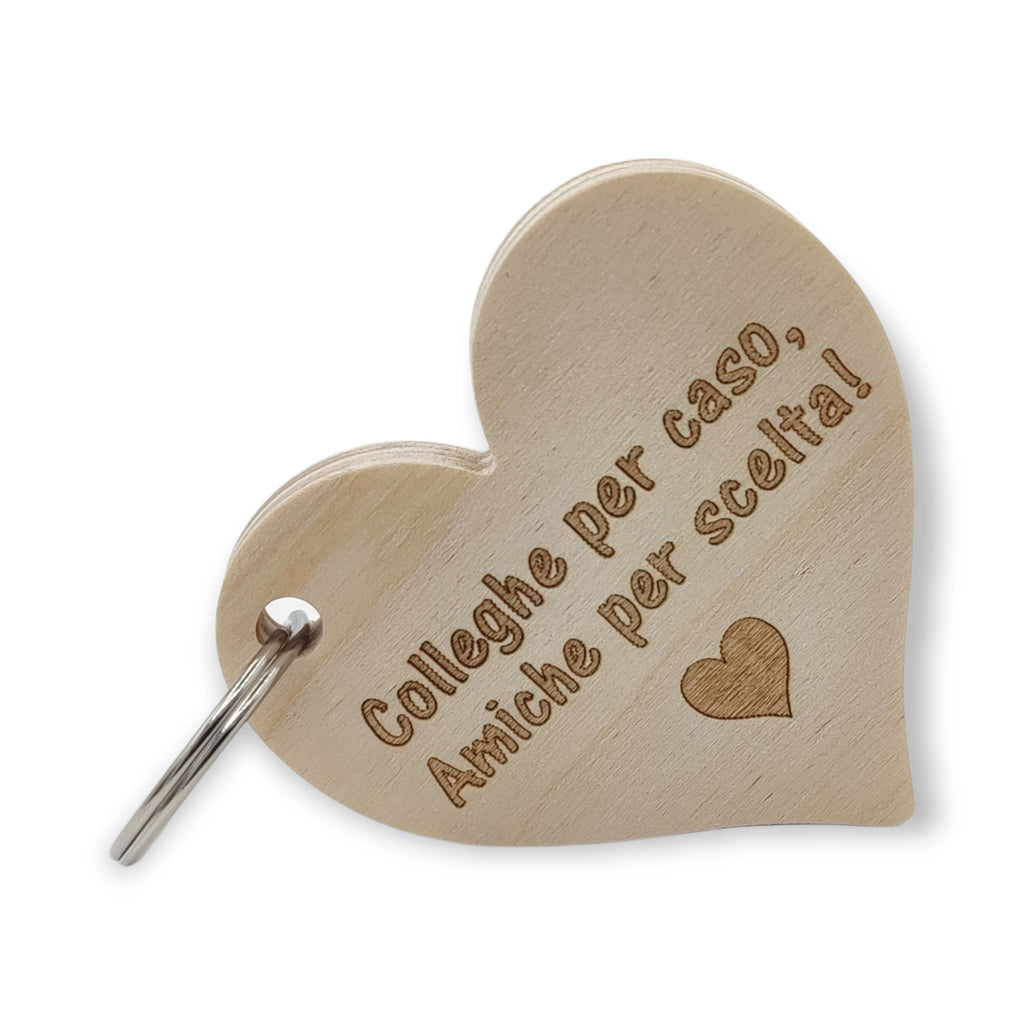 Portachiavi cuore in legno con frase personalizzabile Regalo colleghe amiche Compleanno AMICIZIA Porta chiave originale