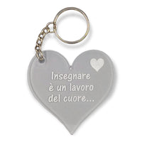 PORTACHIAVE cuore in plexiglass Idea REGALO maestro maestra insegnante PORTACHIAVI originale e personalizzabile con frase