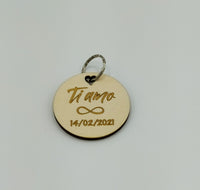 Porta chiave Ti amo con infinito Regalo San Valentino Anniversario personalizzabile con data Portachiavi in legno