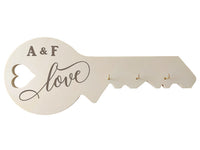 Portachiavi casa da muro CHIAVE in legno personalizzabile con iniziali o nomi Idea regalo San Valentino