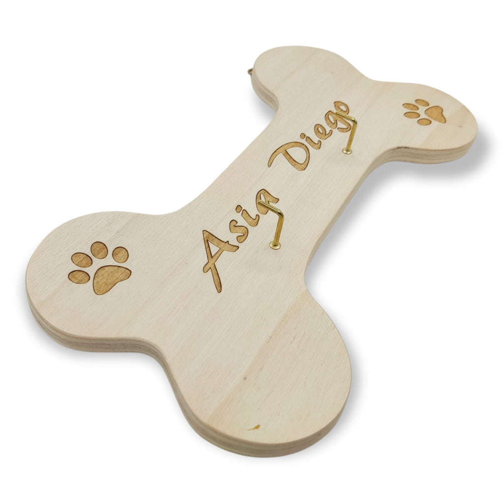 Osso grande PORTAGUINZAGLIO per cani personalizzabile con nomi da parete Porta collare