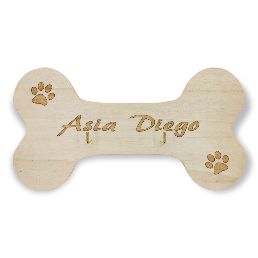 Osso grande PORTAGUINZAGLIO per cani personalizzabile con nomi da parete Porta collare