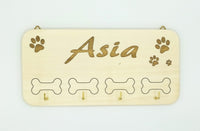 PORTA GUINZAGLIO cane in legno personalizzabile con nome da appendere Idea regalo