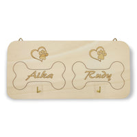 PORTA COLLARE grande per cani da parete PORTA GUINZAGLIO personalizzabile con nomi