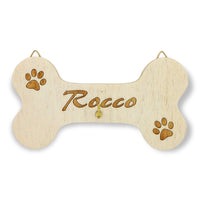 OSSO Porta guinzaglio per cane personalizzabile con nome in legno da appendere