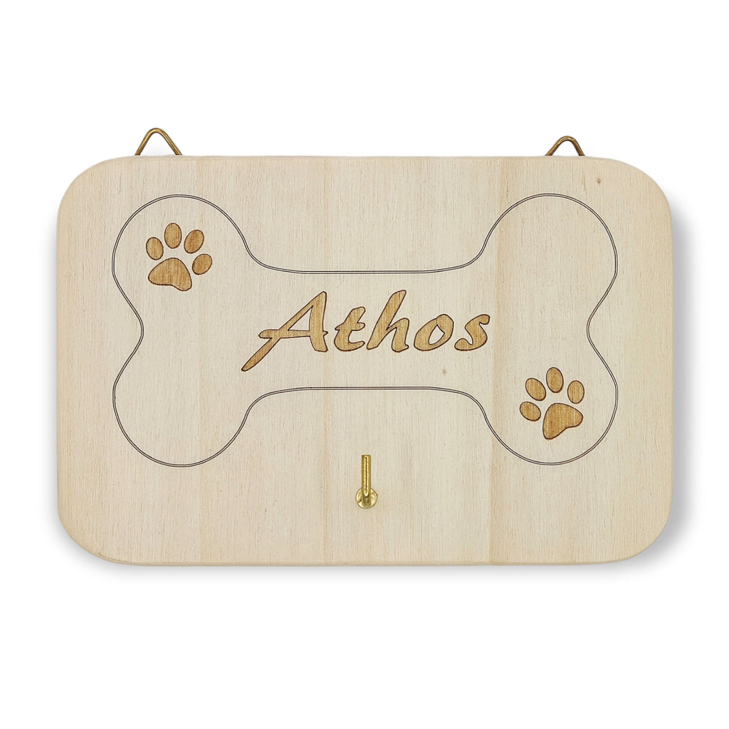 PORTA GUINZAGLIO COLLARE cane in legno personalizzabile con nome da parete Idea regalo