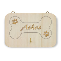 PORTA GUINZAGLIO COLLARE cane in legno personalizzabile con nome da parete Idea regalo