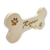 OSSO Porta guinzaglio per cane personalizzabile con nome in legno da appendere