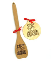Set 2 pezzi REGALO di NATALE Cucchiaio natalizio + Palla decorata Decorazione casa cucina albero