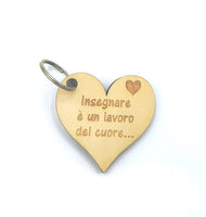 PORTACHIAVE cuore in legno Idea REGALO maestro maestra insegnante PORTACHIAVI originale e personalizzabile con frase