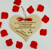 CUORE Targhetta in legno da appendere Regalo originale SAN VALENTINO personalizzabile con frase