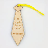 Segnalibro originale per la FESTA DEL PAPA’ personalizzabile con frase Segnalibri cravatta in legno