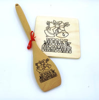 Set 2 pezzi REGALO di NATALE Sottopentola + cucchiaio natalizio Decorazione casa cucina