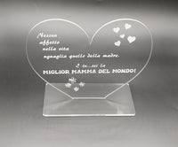 Targa cuore con frase personalizzabile Regalo originale compleanno FESTA DELLA MAMMA Natale